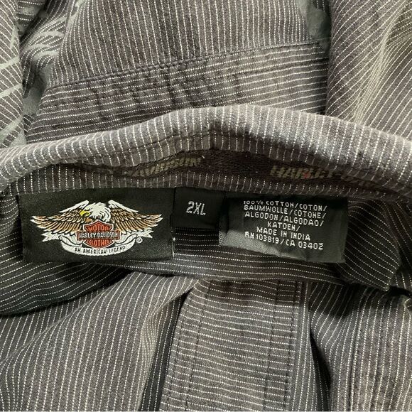 Harley Davidson Mens Cotton Button Front Back Eagle Logo Shirt Size 2XL - Picture 4 of 13